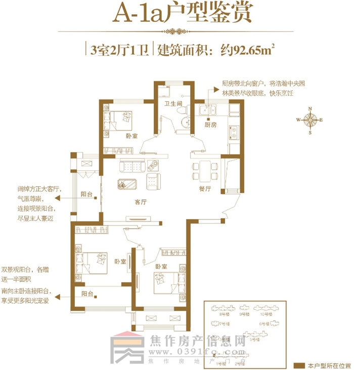 建業(yè)·壹號城邦92.65㎡戶型鑒賞