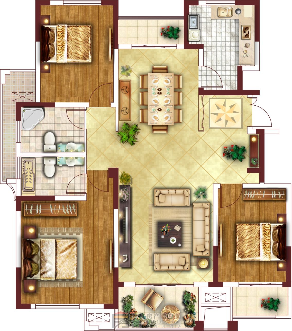 東方今典·境界G戶型 三室兩廳兩衛(wèi) 約140㎡