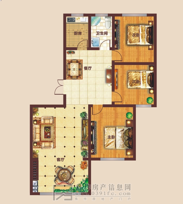 星凱國(guó)際城 三室兩廳一衛(wèi) 約101㎡