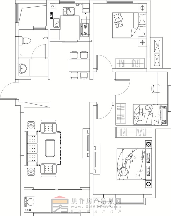 金德利公館1#東戶三室兩廳一衛(wèi)118.98㎡