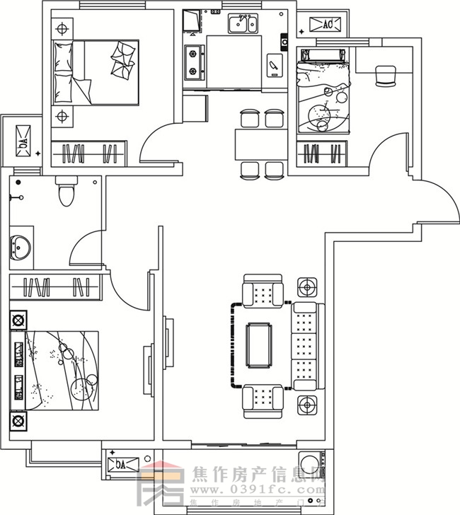 金德利公館5#西戶三室兩廳一衛(wèi)110.83㎡