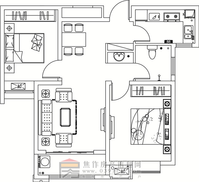 金德利公館5#中戶兩室兩廳一衛(wèi)82.43㎡