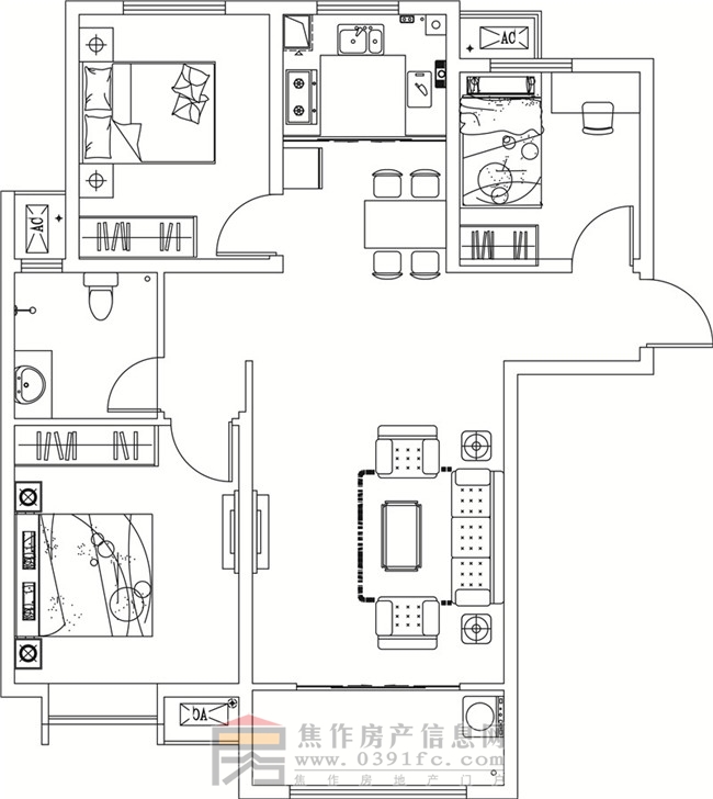 金德利公館7#1單元西戶三室兩廳一衛(wèi)112.87㎡