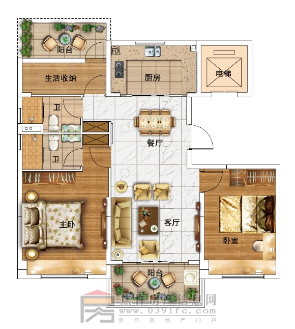 翡翠灣 攬景（YJ115）113-119㎡，三室兩廳兩衛(wèi)