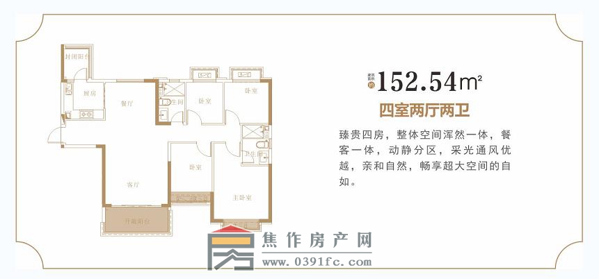 恒大翡翠華庭四室兩廳兩衛(wèi)152.54㎡戶(hù)型圖