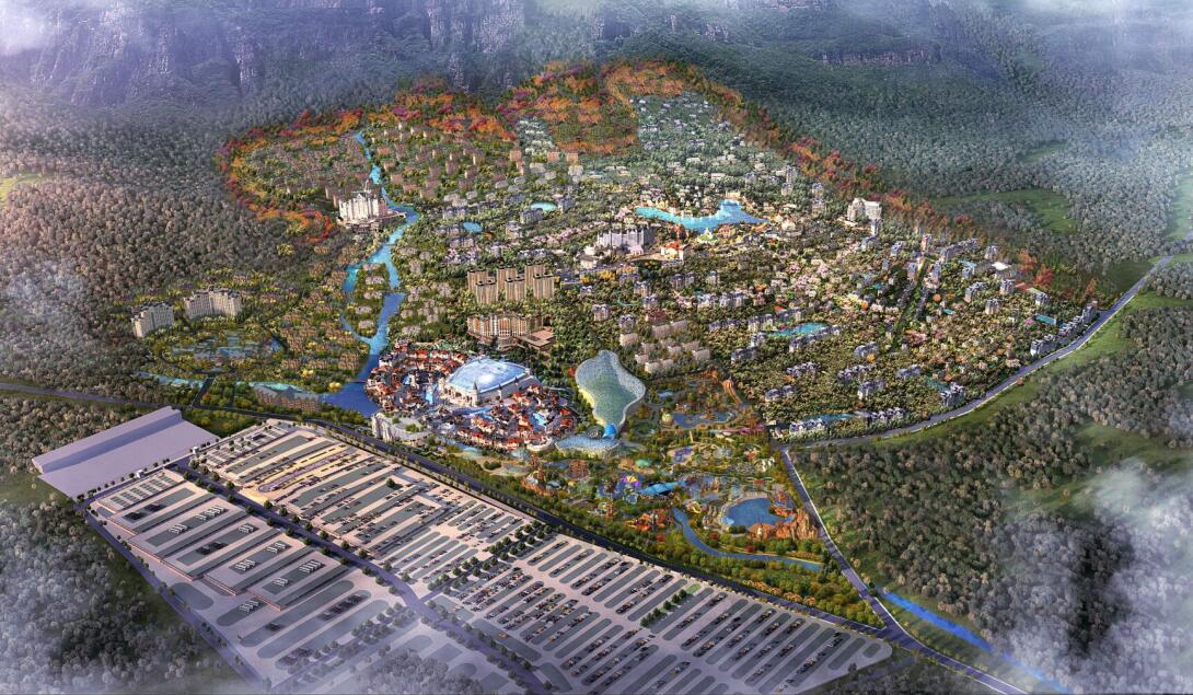 仙那度云臺(tái)山水奇境小鎮(zhèn)鳥(niǎo)瞰圖